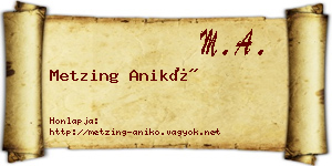 Metzing Anikó névjegykártya